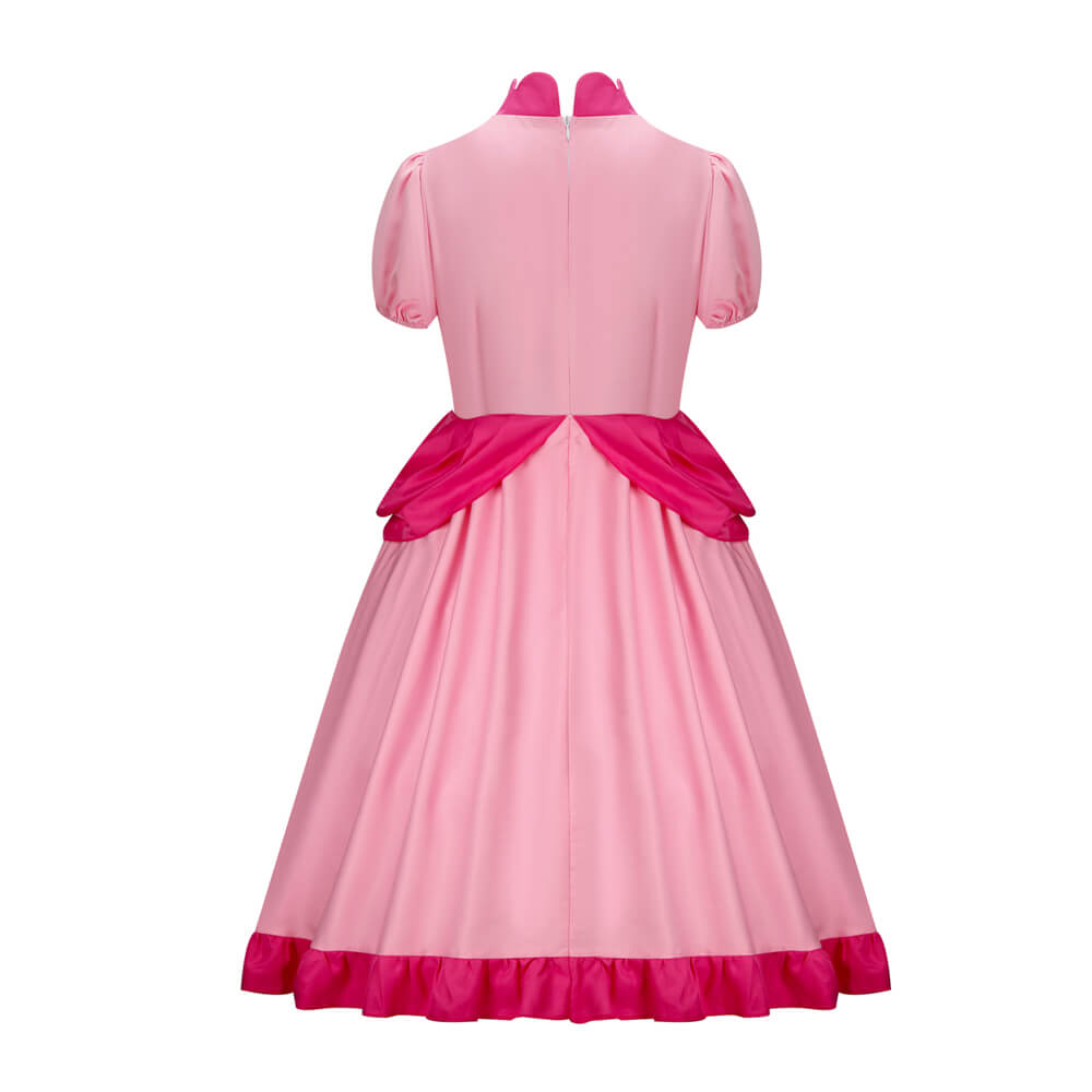 Girls Princess Peach Dress Mario Cosplay Costume Vikidoky