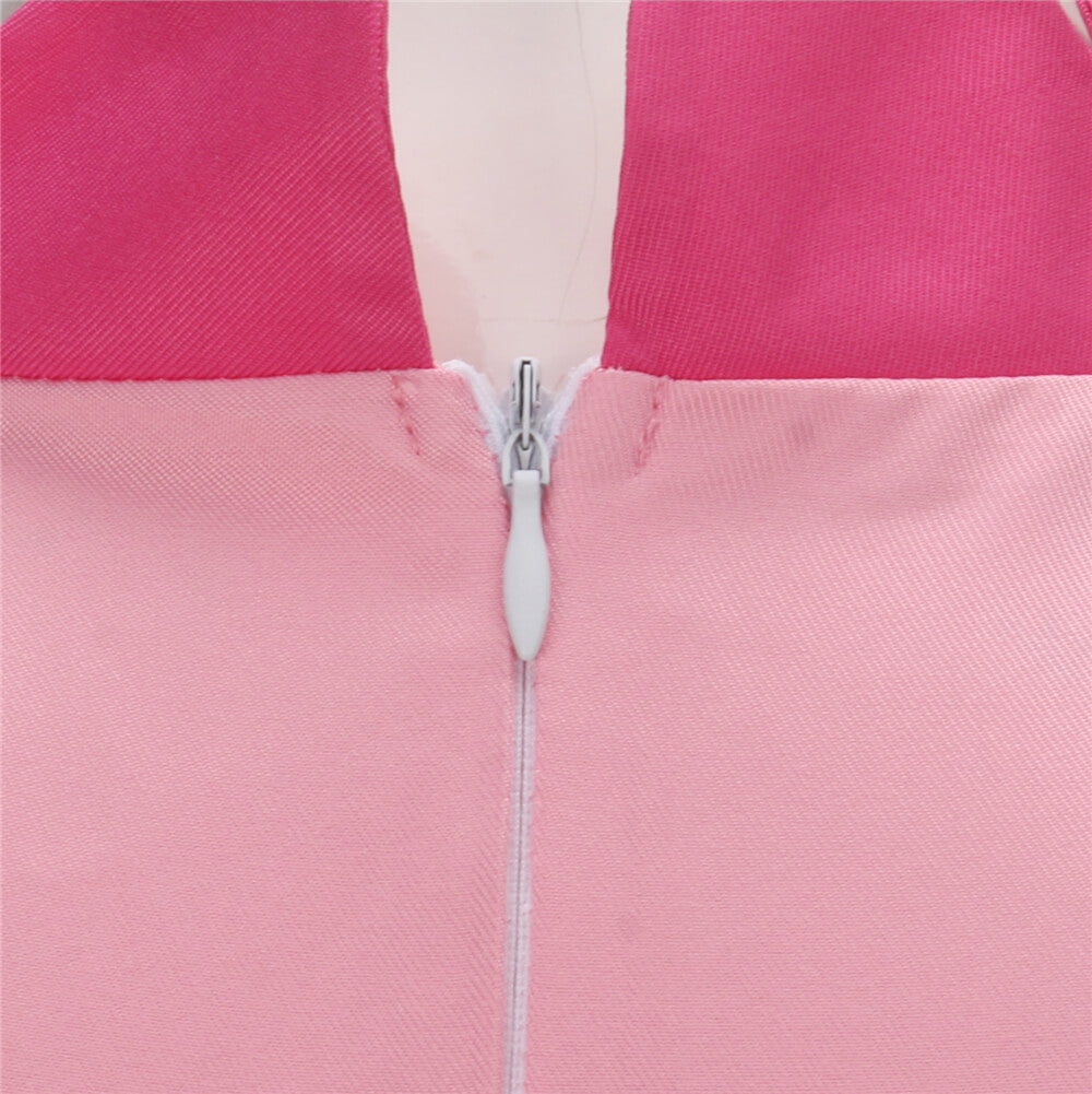Girls Princess Peach Dress Mario Cosplay Costume Vikidoky