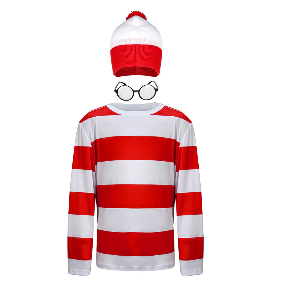 Child Where's Waldo Wally Cosplay Costume Vikidoky