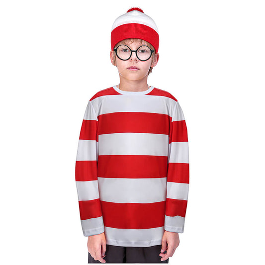 Child Where's Waldo Wally Cosplay Costume Vikidoky
