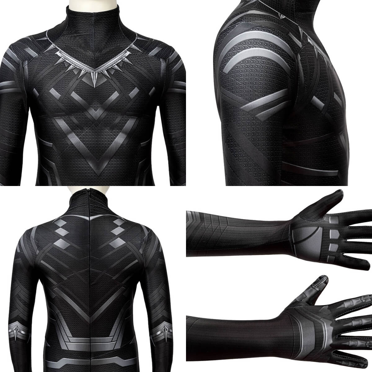 Boys Captain America Civil War Black Panther Cosplay Costume with Mask Vikidoky
