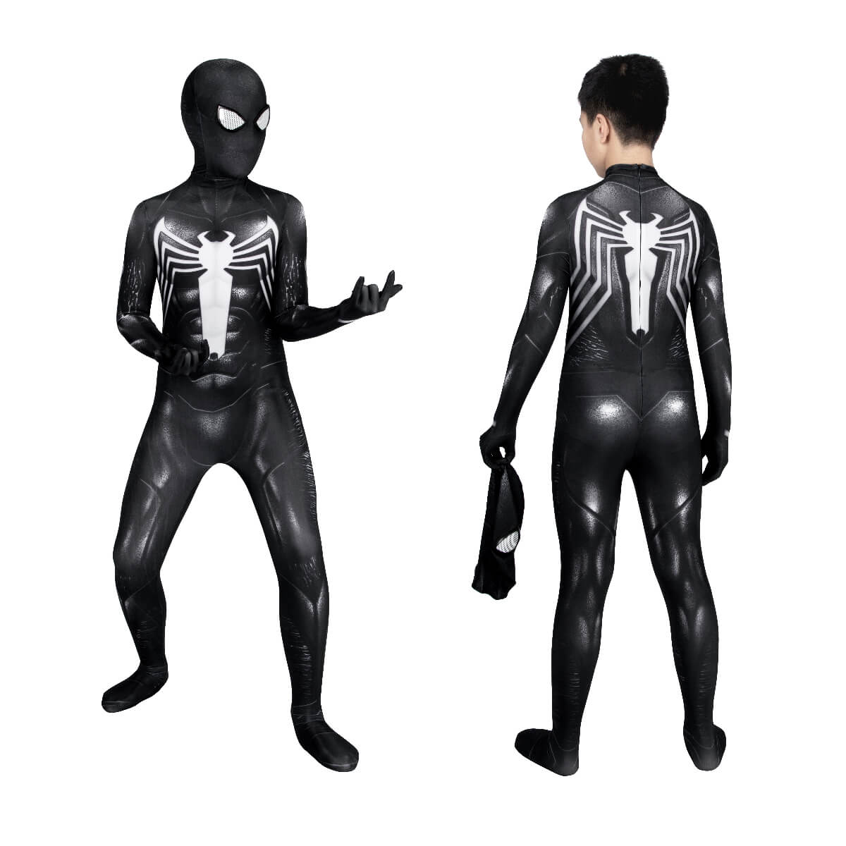 Spider-Man 2 Symbiote Black Suit Cosplay Costume For Kids Vikidoky