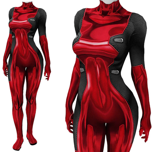 Lady Deadpool Red Jumpsuit Halloween Cosplay Costume Marvel Superheroe Kids Adult Vikidoky