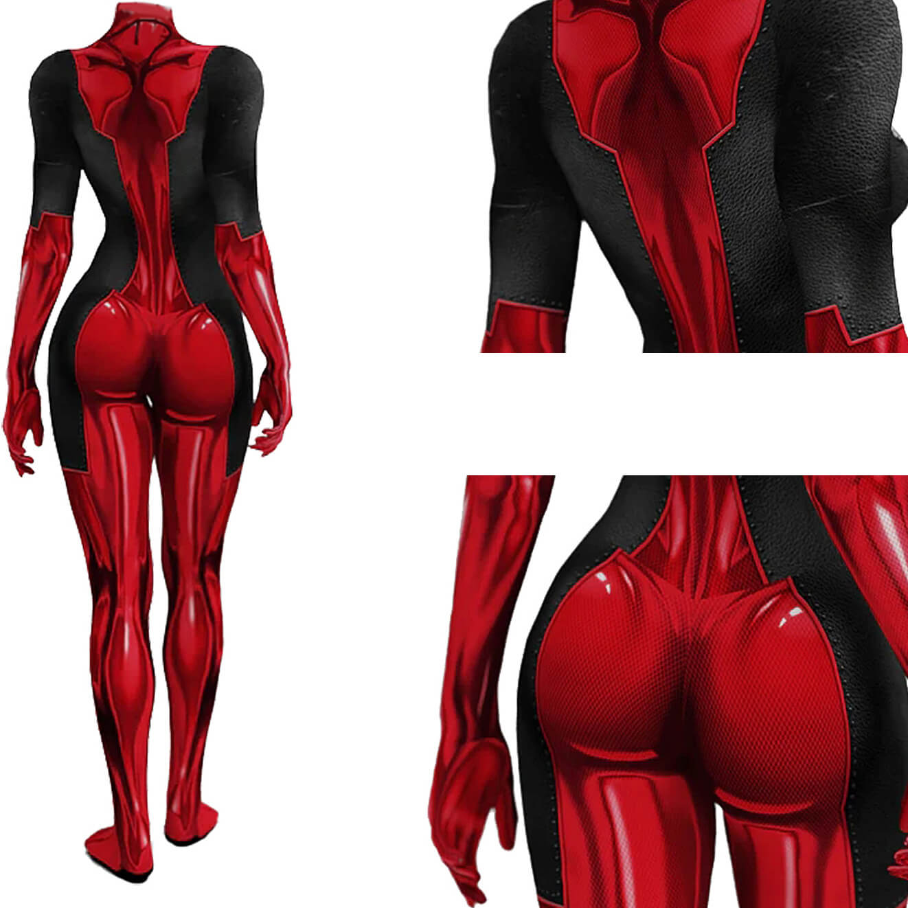 Lady Deadpool Red Jumpsuit Halloween Cosplay Costume Marvel Superheroe Kids Adult Vikidoky