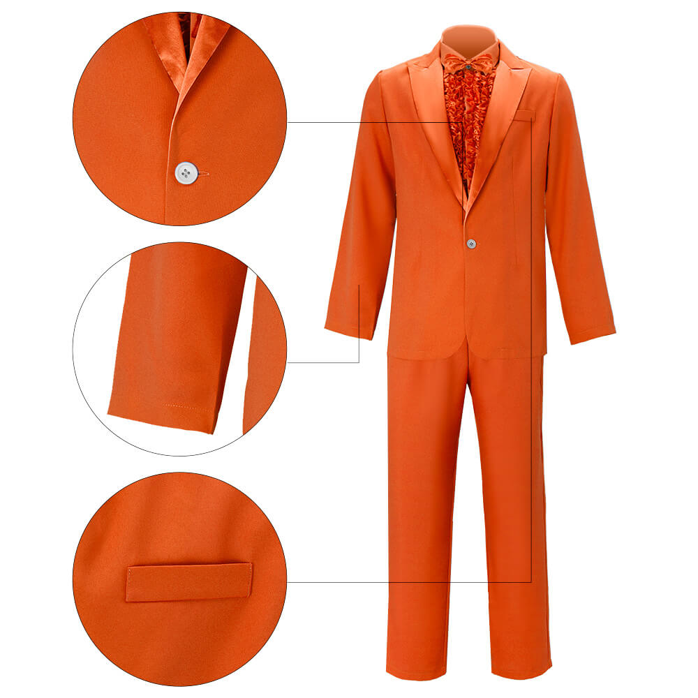 Lloyd Christmas Dumb and Dumber Orange Suit Cosplay Costume for Men Vikidoky