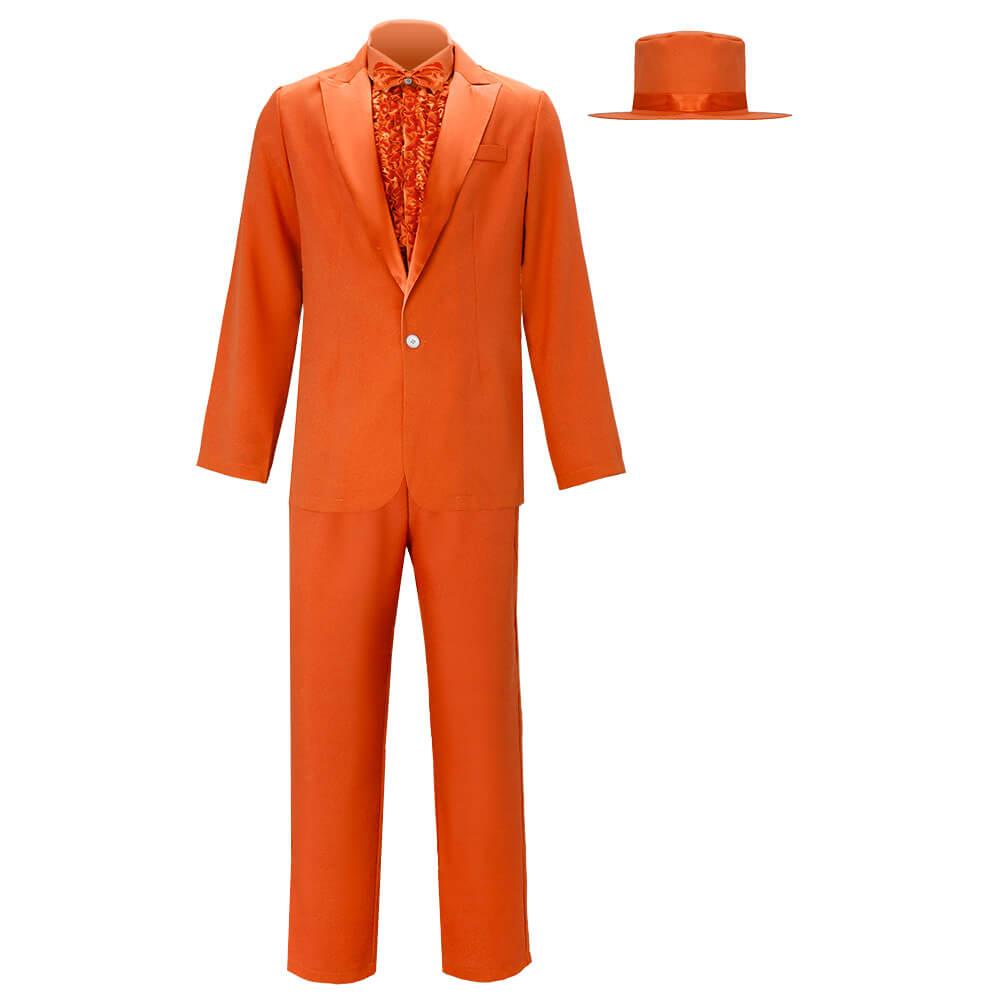 Lloyd Christmas Dumb and Dumber Orange Suit Cosplay Costume for Men Vikidoky