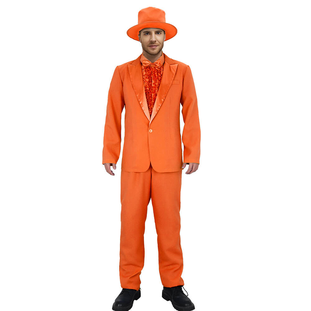 Lloyd Christmas Dumb and Dumber Orange Suit Cosplay Costume for Men Vikidoky