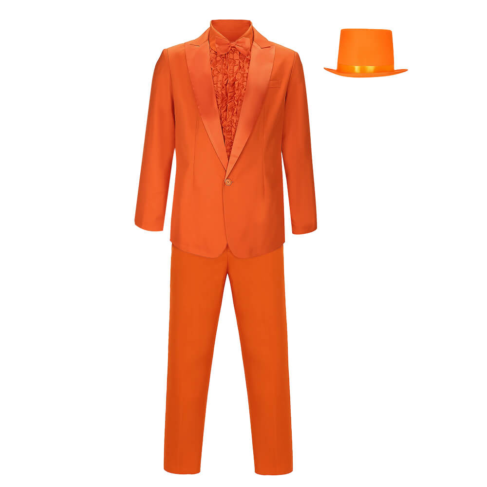 Lloyd Christmas Dumb and Dumber Orange Suit Cosplay Costume for Men