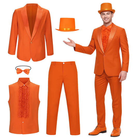 Lloyd Christmas Dumb and Dumber Orange Suit Cosplay Costume for Men