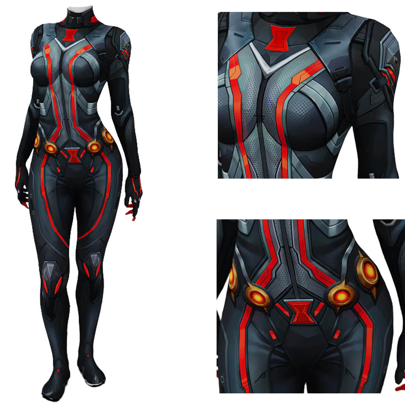 Marvel Rivals Black Widow Cosplay Costume Default Style Bodysuit Vikidoky