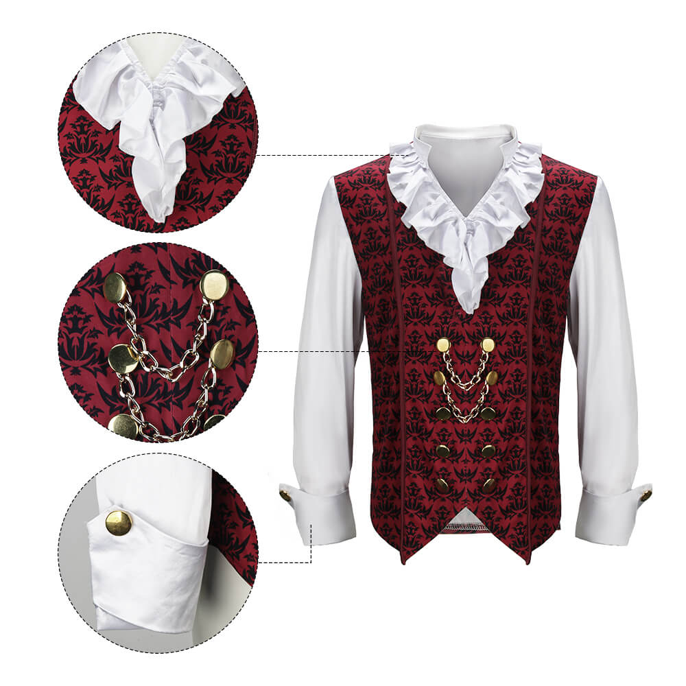 Men's Vampire Uniform Medieval Cosplay Costumes Tops (without pants) Vikidoky