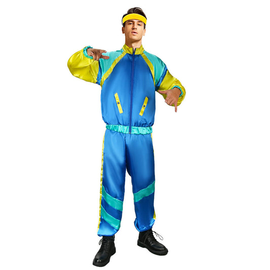 80s Shell Suit for Adults Tracksuit Retro Outfits Fancy Dress Vikidoky