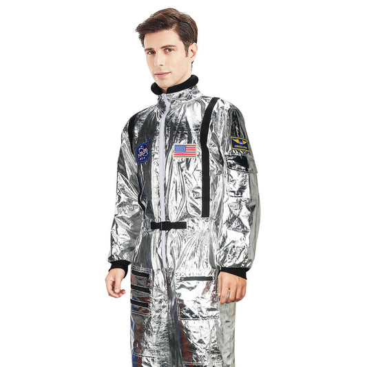 Adults Astronaut Costume NASA Silver Space Suit for Halloween Vikidoky