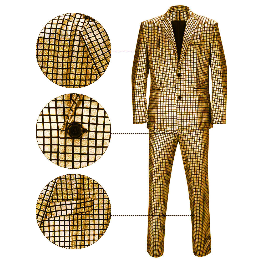 Men's Disco Costumes Jacket Pants Halloween Cosplay Vikidoky