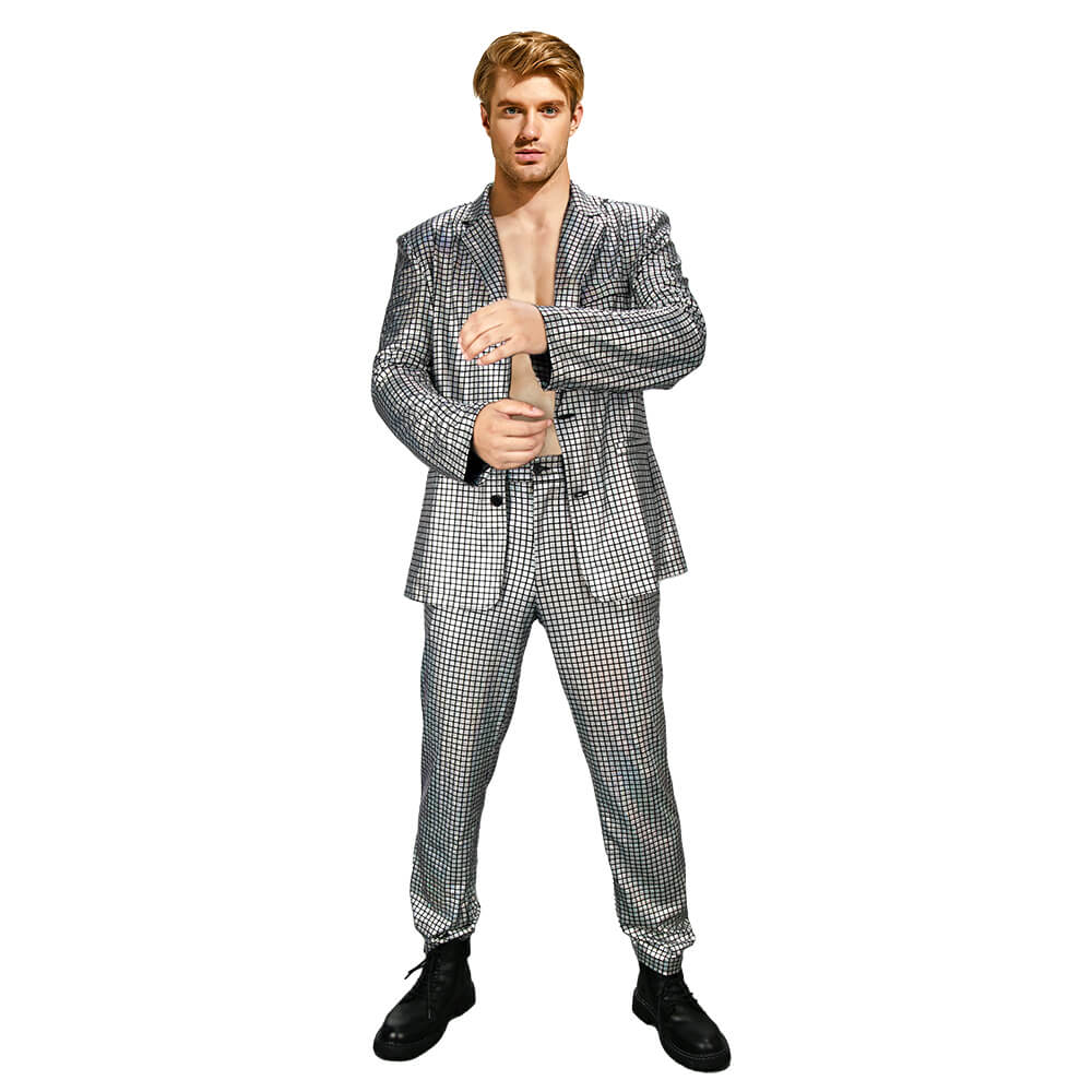 Men's Disco Costumes Jacket Pants Halloween Cosplay Vikidoky