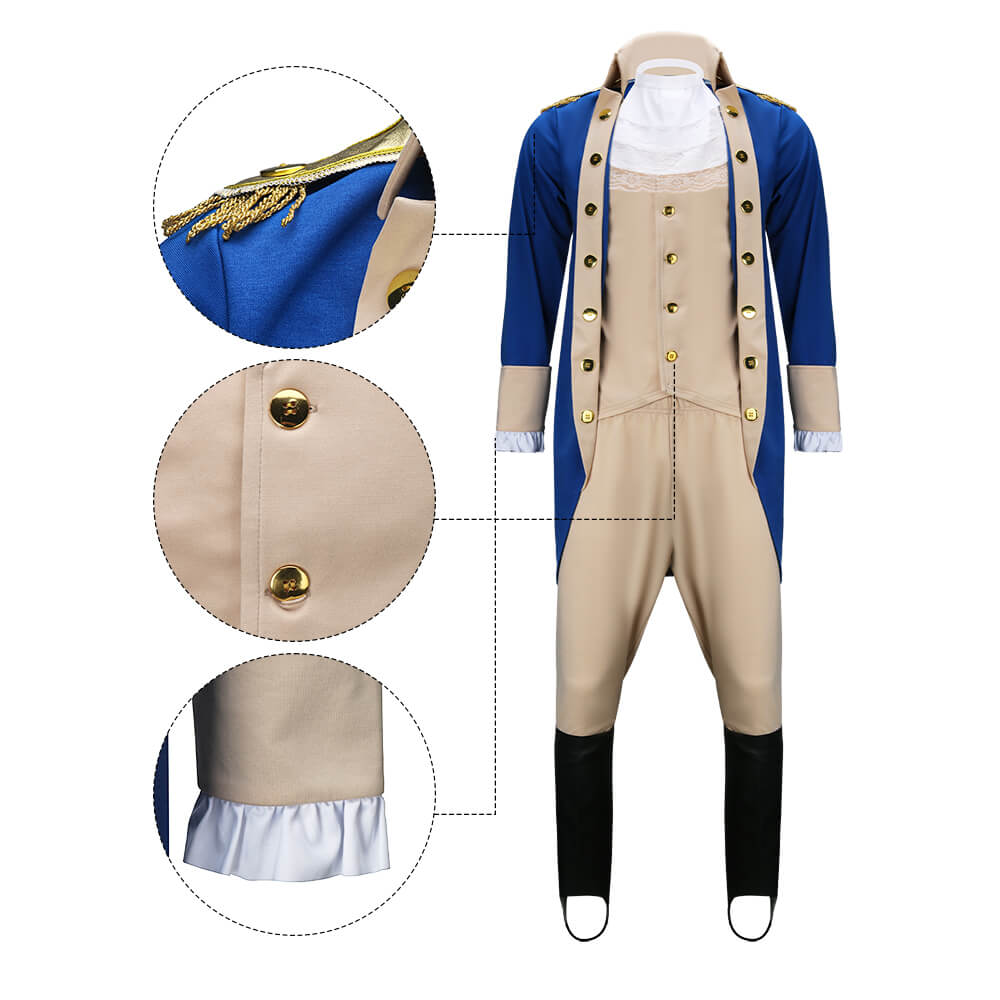 Men's George Washington Uniform Halloween Costume Vikidoky