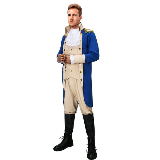 Men's George Washington Uniform Halloween Costume Vikidoky
