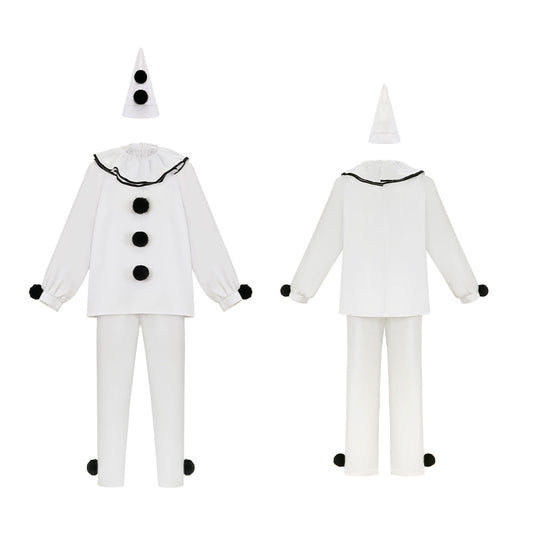 Pierrot Clown Costume Halloween Mime Stage Cosplay Outfits (Ready to Ship)