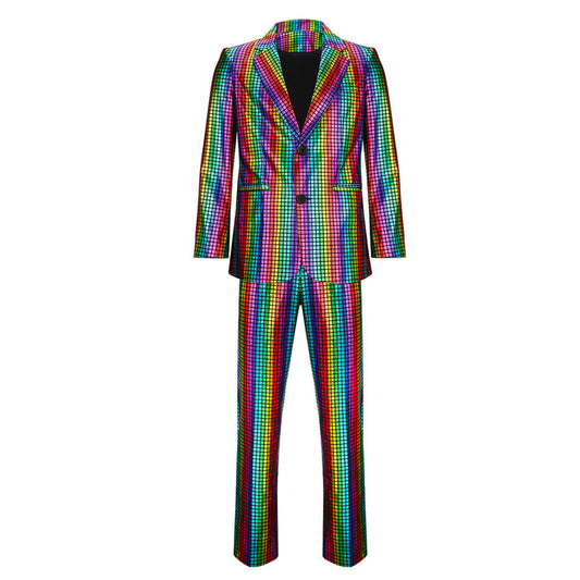 Men's Rainbow Disco Costume Party Outfits Halloween Cosplay Vikidoky