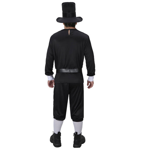 Men's Pilgrim Cosplay Costume for Thanksgiving Day Halloween Party Vikidoky