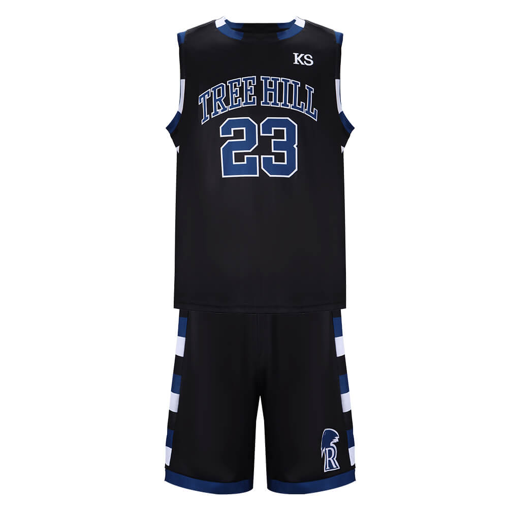 One Tree Hill Ravens Nathan Scott #23 Basketball Jersey Black Vikidoky