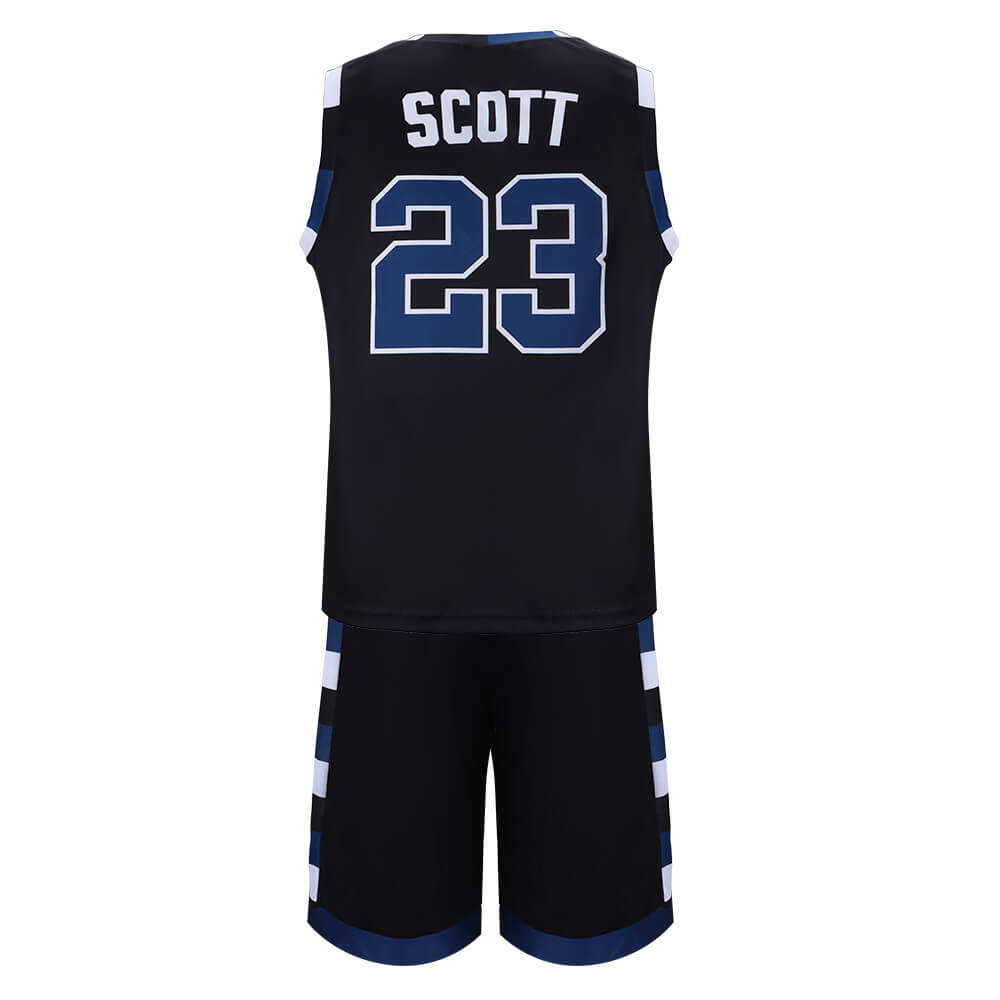 One Tree Hill Ravens Nathan Scott #23 Basketball Jersey Black Vikidoky