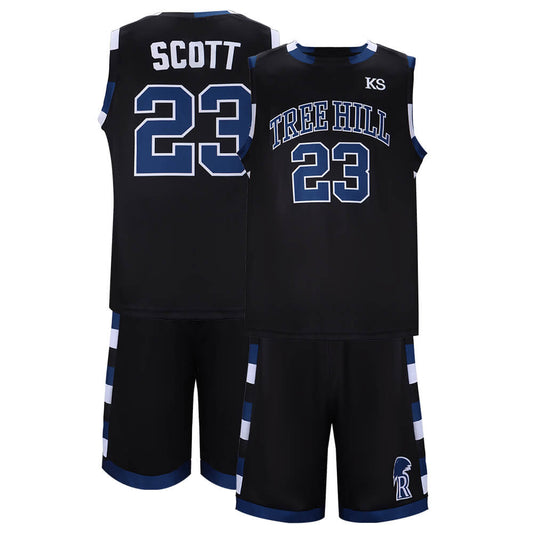 One Tree Hill Ravens Nathan Scott #23 Basketball Jersey Black Vikidoky