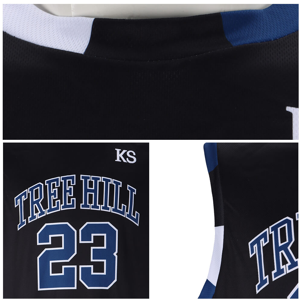 One Tree Hill Ravens Nathan Scott #23 Basketball Jersey Black Vikidoky