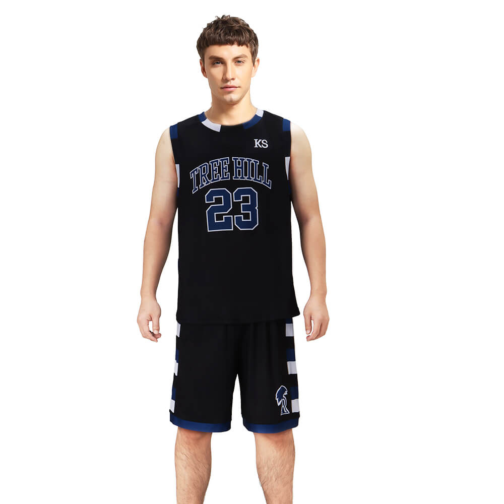 One Tree Hill Ravens Nathan Scott #23 Basketball Jersey Black Vikidoky