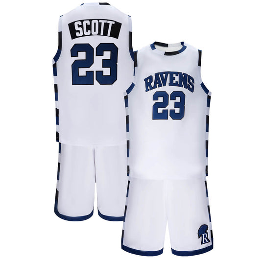 One Tree Hill Ravens Nathan Scott #23 Basketball Jersey White Vikidoky