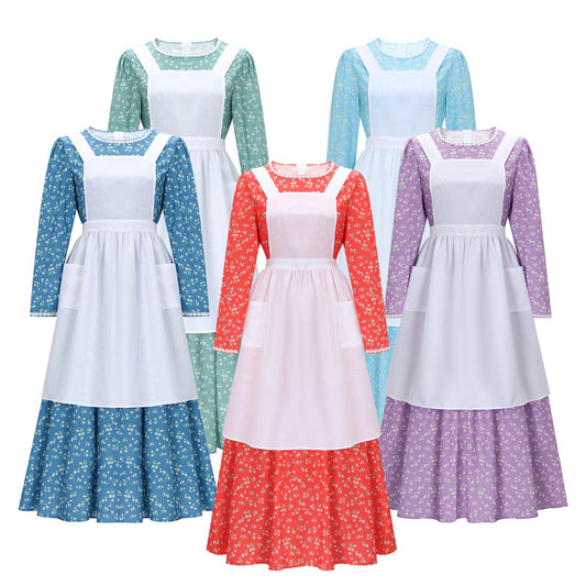 Pioneer Womens Dress Costume American Historical Clothing Prairie Colonial Dress Vikidoky