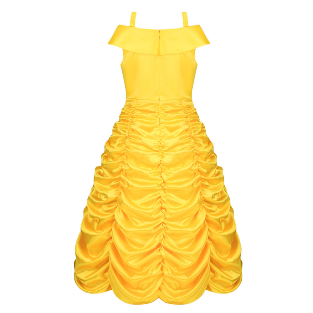 Princess Belle Kids Yellow Dress Beauty and the Beast Party Outfits Vikidoky