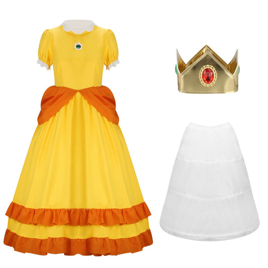 Princess Daisy Costume Dress Super Mario Cosplay Vikidoky