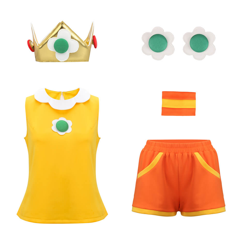 Mario Tennis Aces Princess Daisy Cosplay Costume (In Stock) Vikidoky