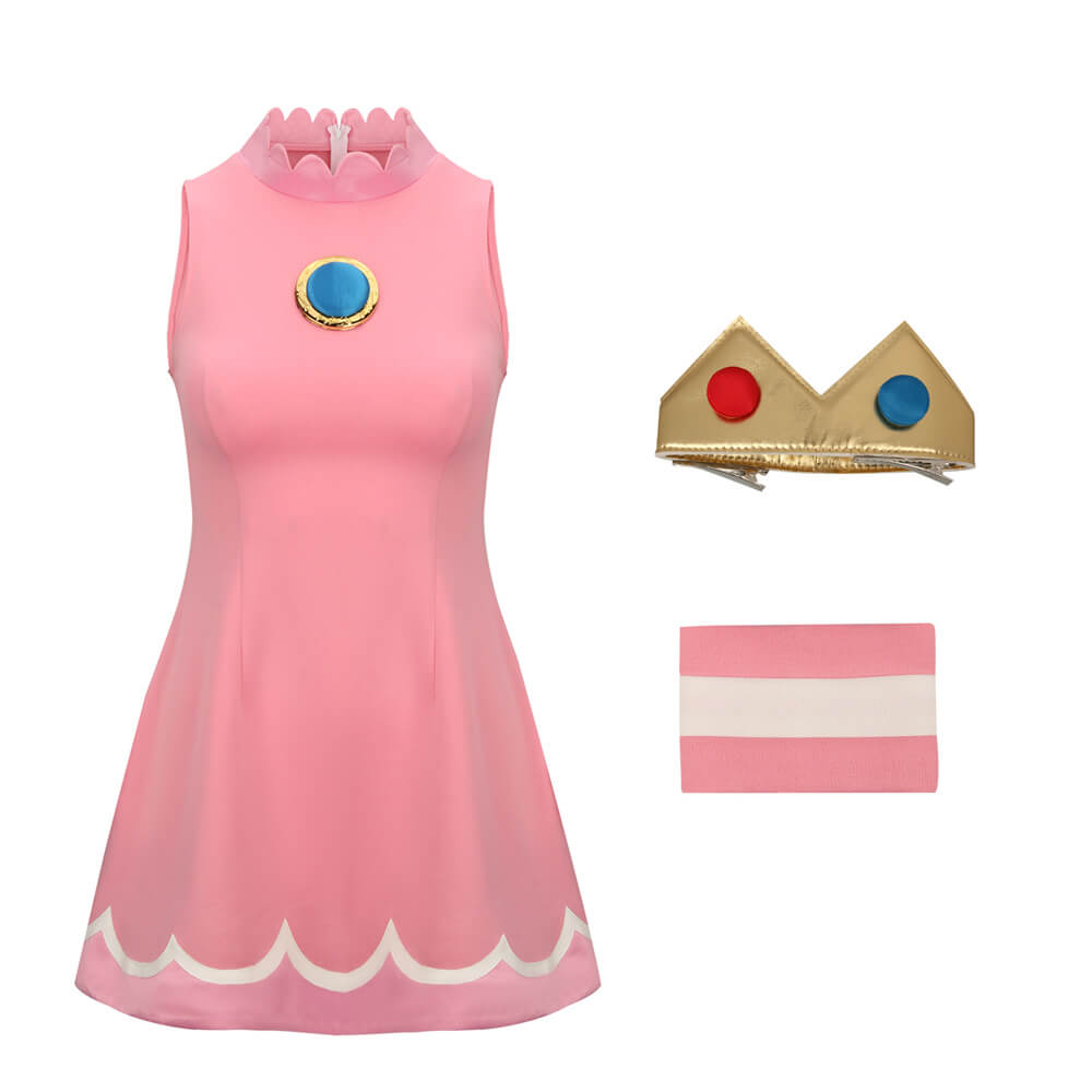 Mario Tennis Aces Princess Peach Dress Cosplay Costume (In Stock) Vikidoky