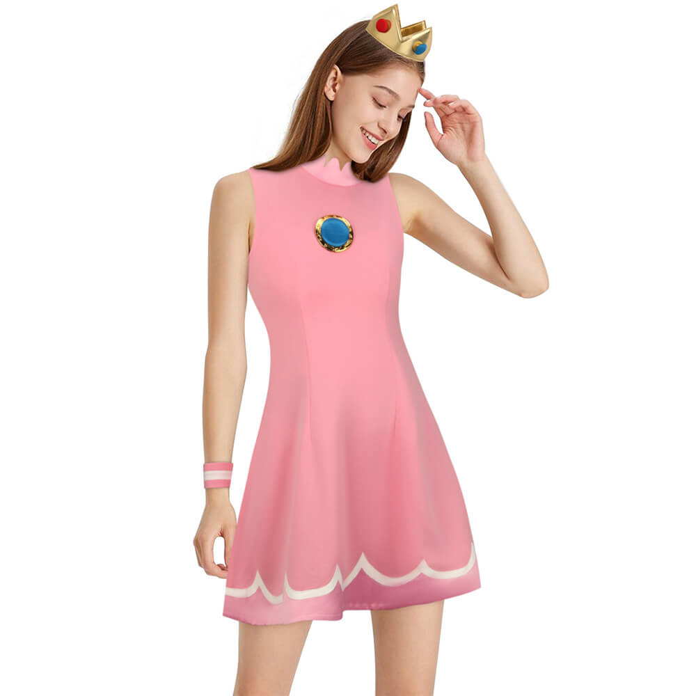 Mario Tennis Aces Princess Peach Dress Cosplay Costume (In Stock) Vikidoky