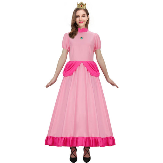 Princess Peach Costume Dress Super Mario Cosplay Vikidoky