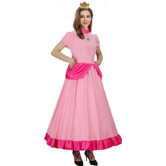 Princess Peach Costume Dress Super Mario Cosplay Vikidoky