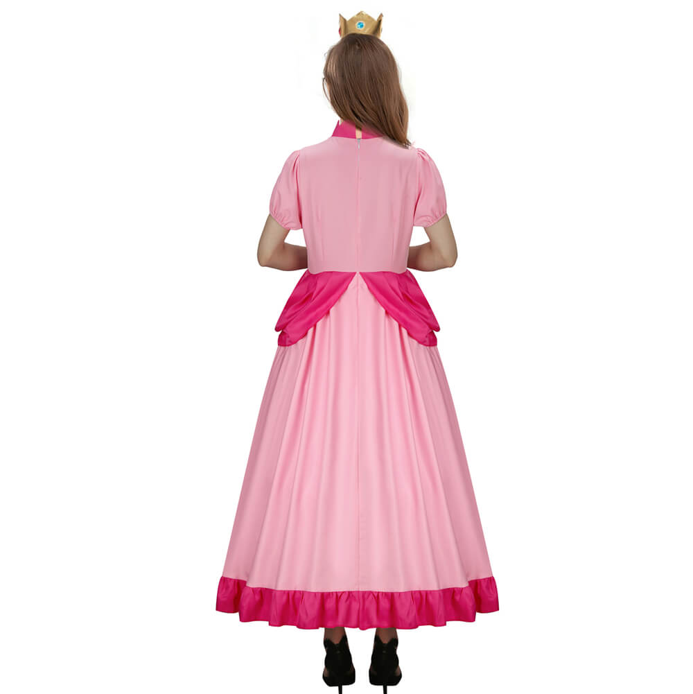 Princess Peach Costume Dress Super Mario Cosplay Vikidoky