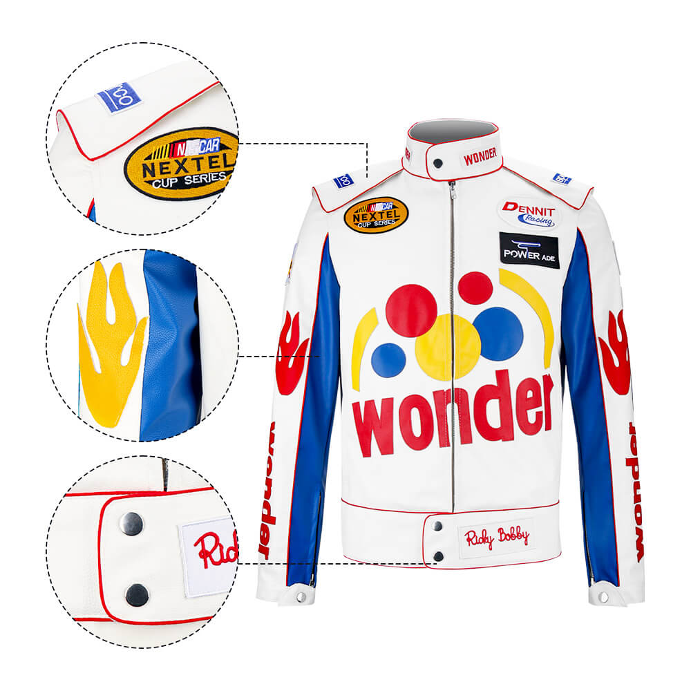 Ricky Bobby Faux Leather Jacket Wonder Racing Suit Talladega Nights