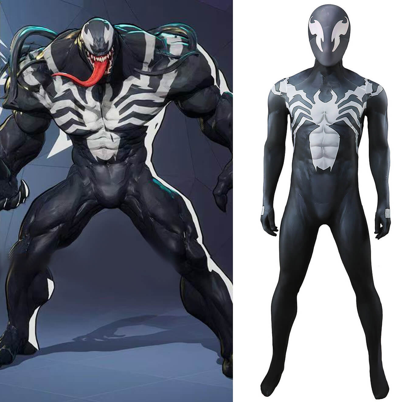 Rivals Venom Cosplay Costume Printed Jumpsuit Mask