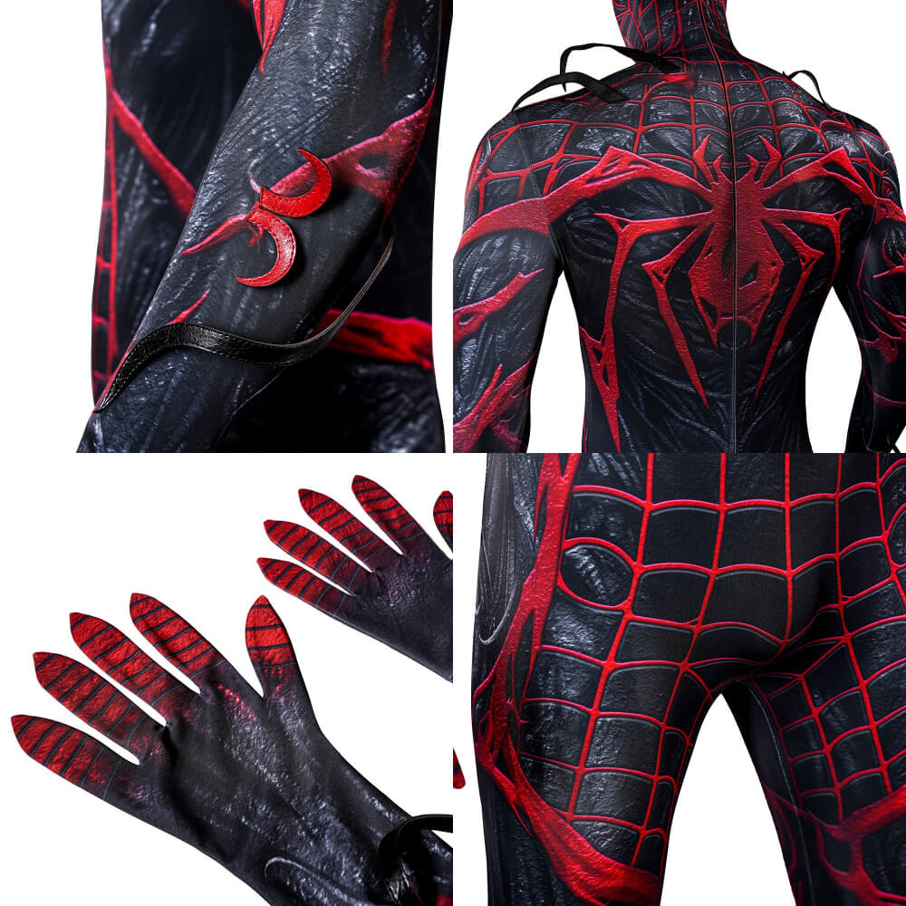 Spider-Man 2 PS5 Mile Morales Absolute Carnage Suit Cosplay Costume Jumpsuit Mask Vikidoky