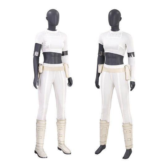 Star Wars Padme Amidala Cosplay Costume White Suit Attack of the Clones - VikiDoky