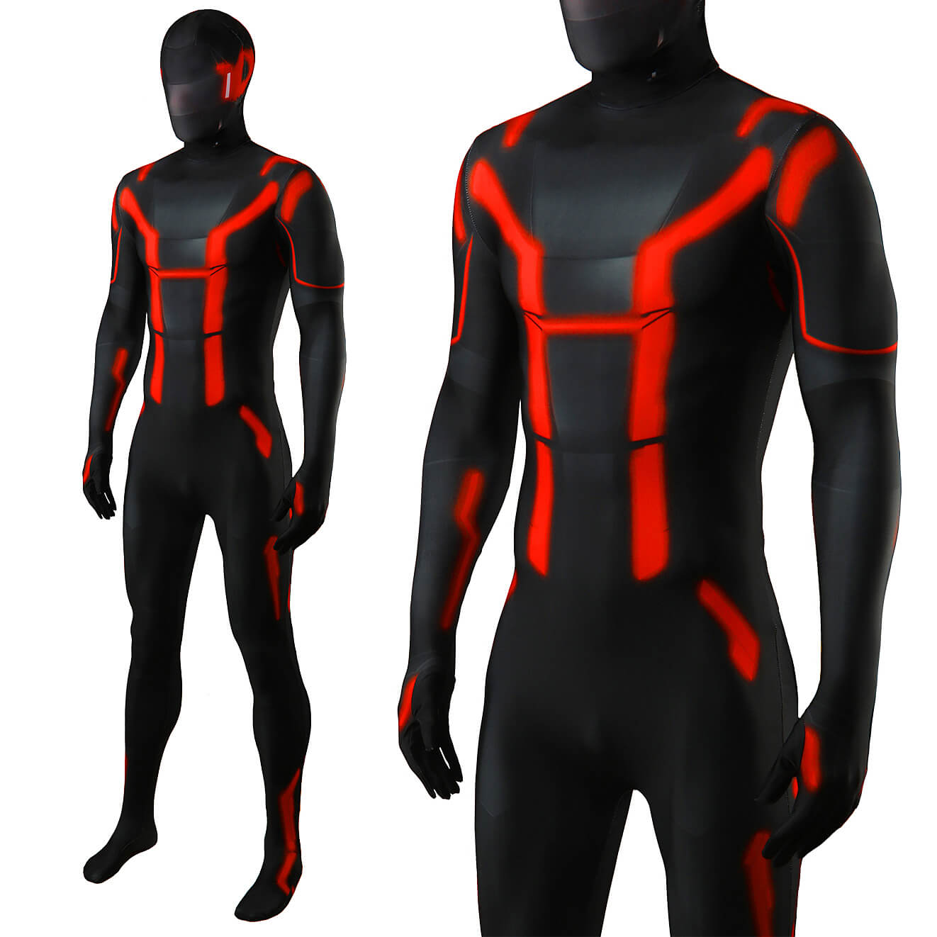 Tron: Ares Cosplay Costume Printed Bodysuit Mask
