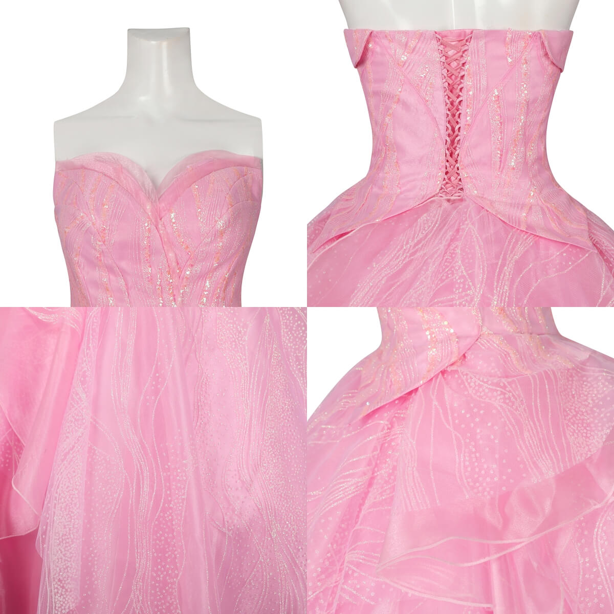 Wicked 2024 Glinda Upland Cosplay Costume Party Dress Vikidoky