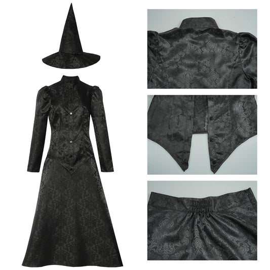 Wicked 2024 Elphaba Black Witch Suit Cosplay Costume Vikidoky