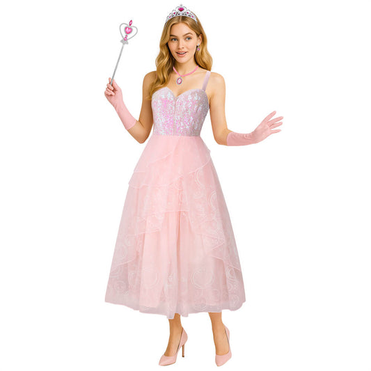 Glinda Pink Dress Wicked Cosplay Costume - VikiDoky