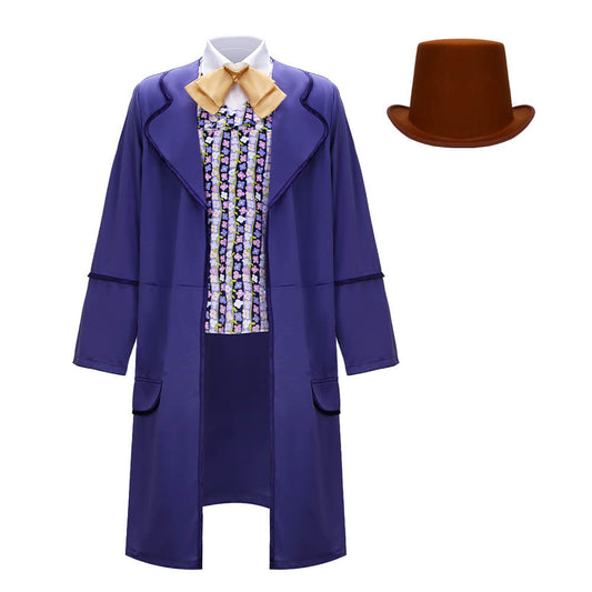 Willy Wonka Costume Tops Hat Charlie and the Chocolate Factory Cosplay Vikidoky