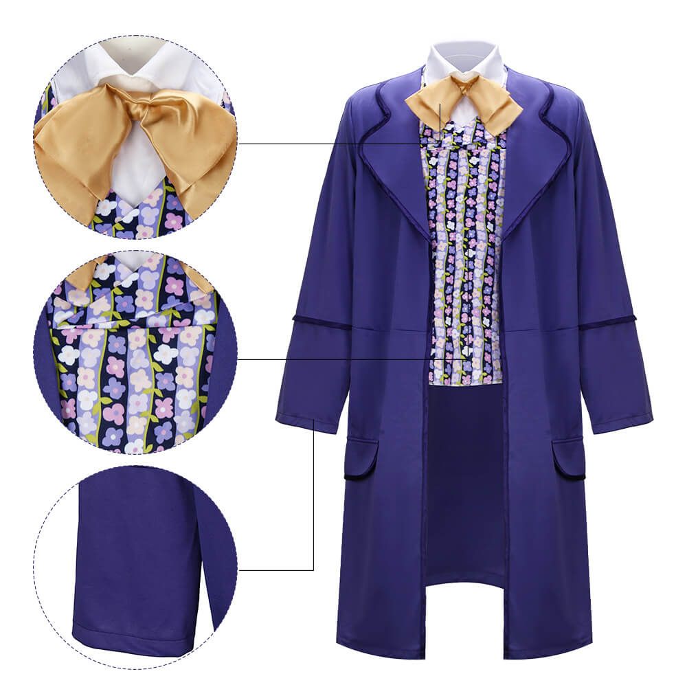 Willy Wonka Costume Tops Hat Charlie and the Chocolate Factory Cosplay Vikidoky