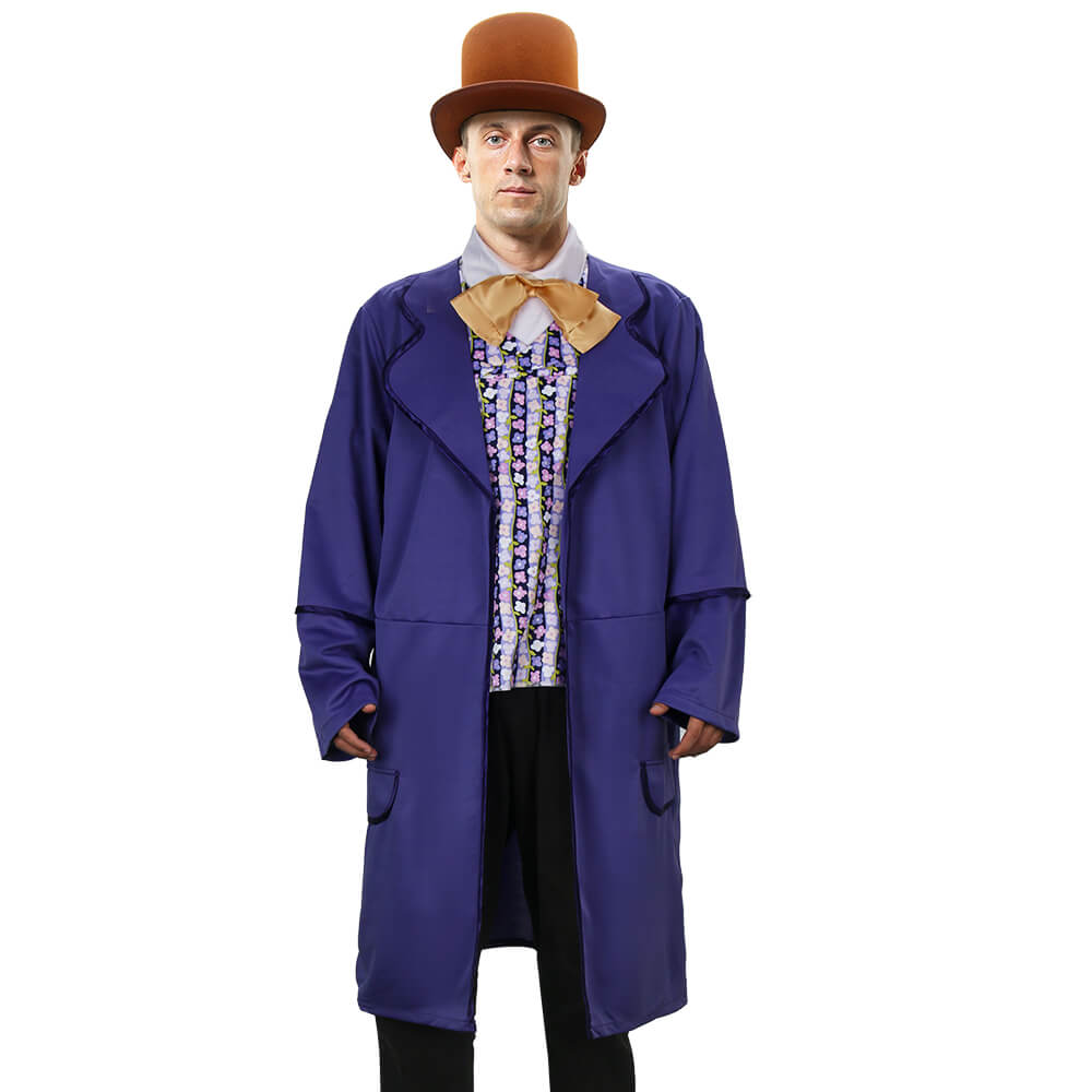 Willy Wonka Costume Tops Hat Charlie and the Chocolate Factory Cosplay Vikidoky